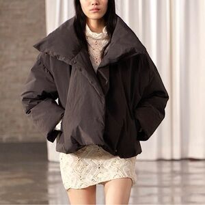 Zara New Cropped Collared Puffer Jacket Bloggers Favorite NWT Size S 🎉HP🎉